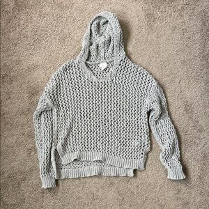 Nicole Miller Light Green Knit Hooded Sweater Size Medium